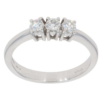 14ct White Gold 0.33ct Brilliant Cut Diamond Trilogy Ring