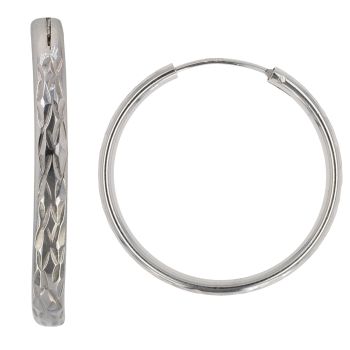 Silver Diamond Cut Hoop Earrings by Icesia