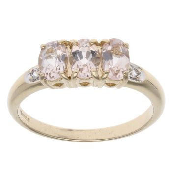 9ct Yellow Gold 0.02ct Diamond and Morganite Ring