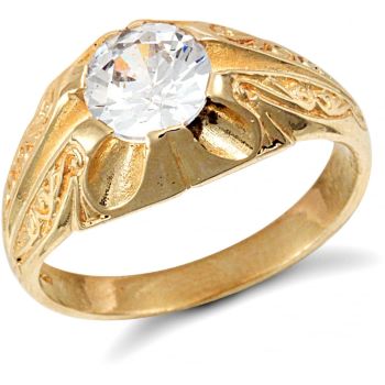 9ct Yellow Gold Gents Cubic Zirconia Ring