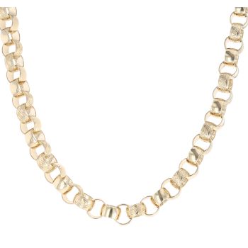9ct Yellow Gold Patterned and Plain Belcher Chain 20"