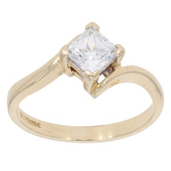 9ct Yellow Gold Cubic Zirconia Twist Solitaire Ring