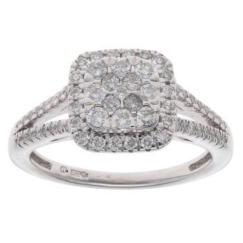 9ct White Gold 0.50ct Brilliant Cut Diamond Cluster Ring