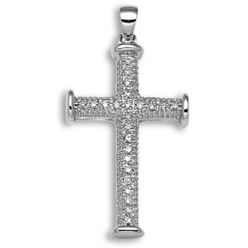 9 Carat White Gold 10pts Diamond Cross
