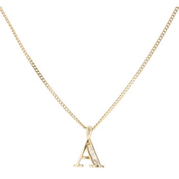 14ct Yellow Gold 0.15ct Brilliant cut Diamond 'A'  Initial Pendant And Chain 20"