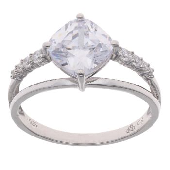 Silver Cubic Zirconia Single Stone Ring by Icesia