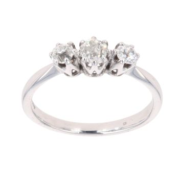 9ct White Gold 0.50ct Diamond Trilogy Ring