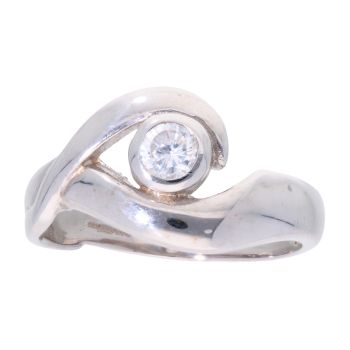 9ct White Gold Cubic Zirconia Twist Ring