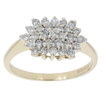 9ct Yellow Gold 0.55ct Diamond Cluster Ring