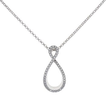 925 Sterling Silver Cubic Zirconia Figure Of Eight Pendant and Chain 18"
