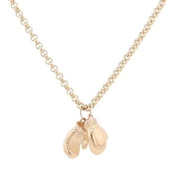 9ct Yellow Gold Pair of Boxing Gloves Pendant And Chain 28"