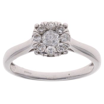 9ct White Gold 0.50ct Brilliant Cut Diamond Cluster Ring