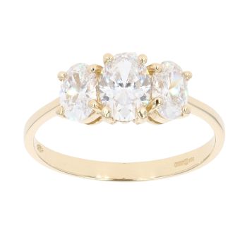 9ct Yellow Gold Three Stone Cubic Zirconia Ring
