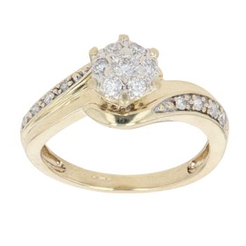 9ct Yellow Gold 0.25ct Brilliant Cut Diamond Cluster Ring