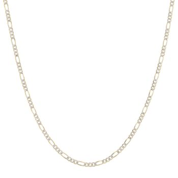 9ct Yellow and White Gold Diamond Cut Figaro Chain 20"