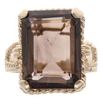 9ct Yellow Gold Smoky Quartz Solitaire Ring