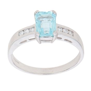 18ct White Gold 0.10ct Diamond And Tourmaline Solitaire Ring