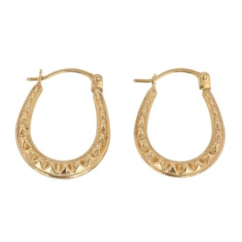 9ct Yellow Gold Patterned Mini Creole Earrings