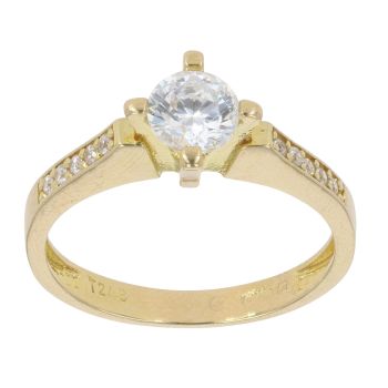 18ct Yellow Gold Single Stone Cubic Zirconia Ring