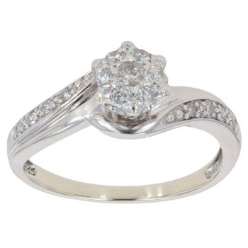 9ct White Gold 0.25ct Twist Cluster Ring