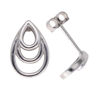 Silver Tear Drop Stud Earrings by Icesia