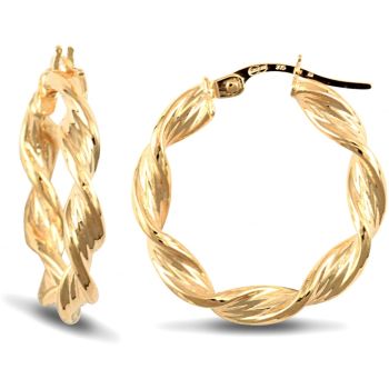9ct Yellow Gold Barked Twist Earrings