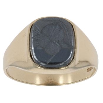 9ct Yellow Gold Hematite Signet Ring