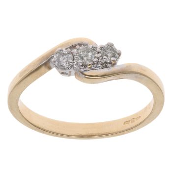 18ct Yellow Gold 0.25ct Brilliant Cut Diamond Trilogy Ring