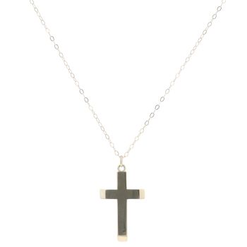 9ct Yellow Gold Plain Cross and Belcher Chain 20"