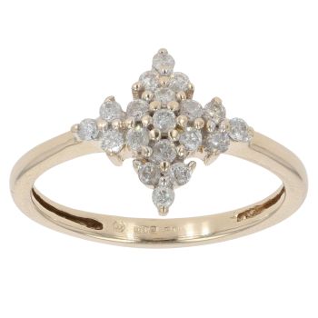 9ct Yellow Gold 0.20ct Diamond Cluster Ring