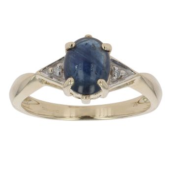 9ct Yellow Gold Sapphire and 0.05ct Diamond Ring