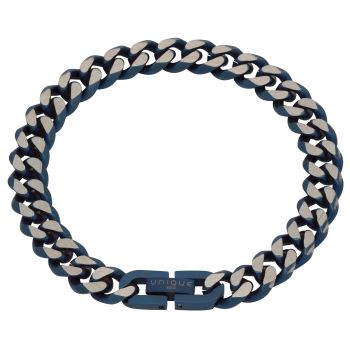 Stainless Steel Bracelet With Matte Blue IP Plating Curb Bracelet