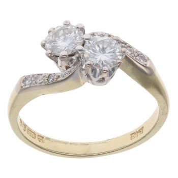18ct Yellow Gold 0.65ct Brilliant Cut Diamond Two Stone Ring