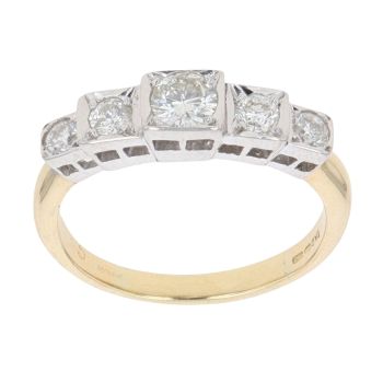 18ct Yellow Gold 0.60ct Brilliant Cut Diamond Five Stone Ring