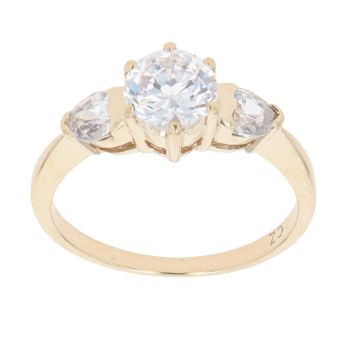 9ct Yellow Gold Cubic Zirconia Three Stone Ring