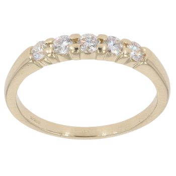 14ct Yellow Gold 0.50ct Brilliant Cut Diamond Five Stone Ring