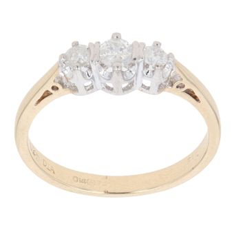 9ct Yellow Gold 0.25ct Brilliant Cut Diamond Trilogy Ring