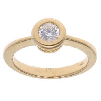 18ct Yellow Gold Cubic Zirconia Solitaire Ring