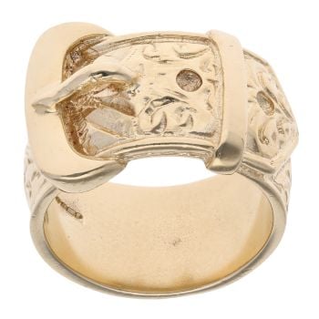 9ct Yellow Gold Patterned Buckle Ring