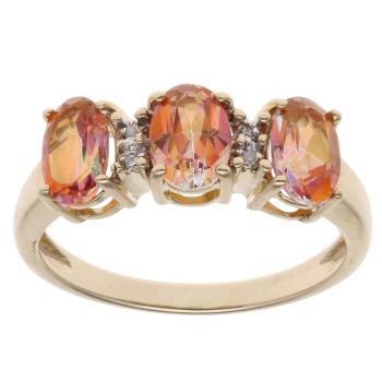 9ct Yellow Gold Sunset Topaz And Cubic Zirconia Ring