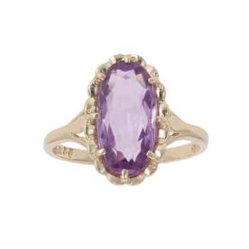 9ct Yellow Gold Single Stone Amethyst Ring