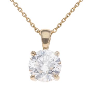 Lab Grown 9ct Yellow Gold 1.00ct Diamond Solitaire Pendant and Chain 18"