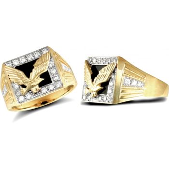 9ct Yellow Gold Gents Cubic Zirconia Ring