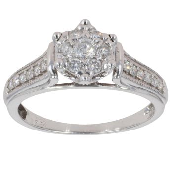 9ct White Gold 0.33ct Brilliant Cut Diamond Cluster Ring