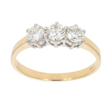18ct Yellow Gold 0.85ct Brilliant Cut Diamond Trilogy Ring