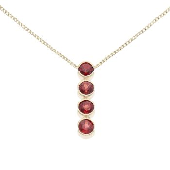 9ct Yellow Gold Four Stone Garnet Pendant And Chain 18"