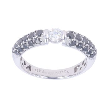 18ct White Gold 0.85ct Black and White Diamond Ring