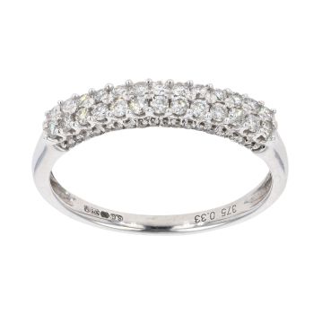 9ct White Gold 0.33ct Diamond Two Row Ring