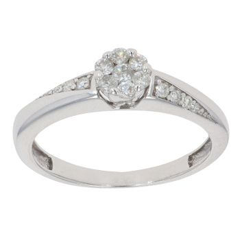 9ct White Gold 0.15ct Diamond Cluster Ring