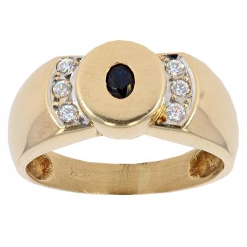 18ct Yellow Gold Cubic Zirconia And Sapphire Ring